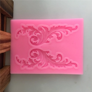 Baroque style leaf pattern pink silicone mold for cake decoration and handmade DIY crafts