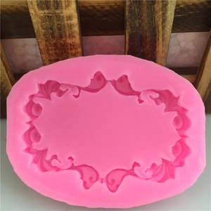 Pink silicone mold for fondant cake featuring intricate European relief lace texture