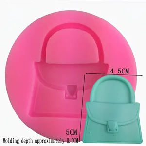 Pink silicone mold for handbag shaped fondant or clay crafts 5cm size