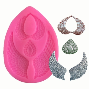 Angel Wings Heart Shape Silicone Mold Fondant Cake Decoration Tool DIY Resin Clay Crafting Baking Tool Pink