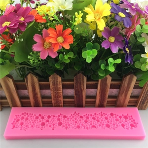 Pink silicone lace fondant mold for elegant cake border decoration and DIY crafts