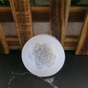 Round white silicone peony flower mold for handmade aromatherapy candles and soap cakes