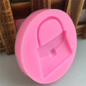 Pink round silicone mold for handbag shaped fondant and cake decorating tool