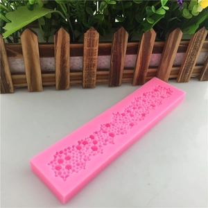 Pink lace silicone mold for cake border decoration with snowflake floral pattern