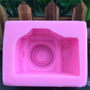 Pink silicone mold with SLR camera shape for fondant cake decorating and handmade chocolate