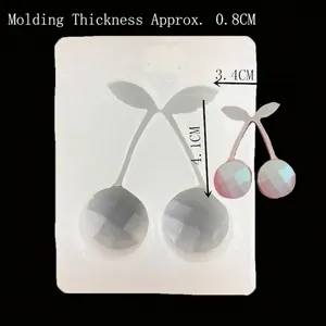 Cherry shape silicone mold for fondant cake decorating with pink cherry samples