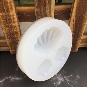 Round silicone shell mold for DIY fondant and soap making with three scallop sizes