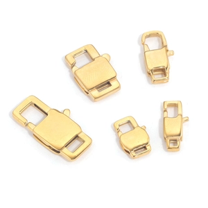 Five assorted gold stainless steel lobster clasps and connectors for jewelry making