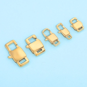 Polished gold stainless steel lobster clasps in various sizes for bags and jewelry making