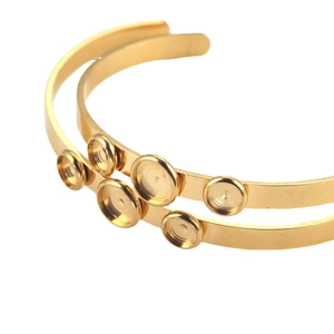 Verstelbare gouden roestvrijstalen armbandbasissen voor DIY sieraden met ronde trays