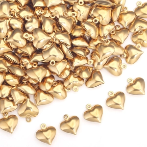 Gouden hartvormige bedeltjes van hol roestvrij staal voor DIY-sieraden maken