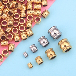 Stainless Steel Barrel Beads Drum Shaped Loose Beads For DIY Jewelry Making Electroplated Gold Silver Spacers Beads Metal Beads Accessories