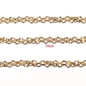 7mm wide golden stainless steel lip chain for DIY hip hop jewelry making necklace