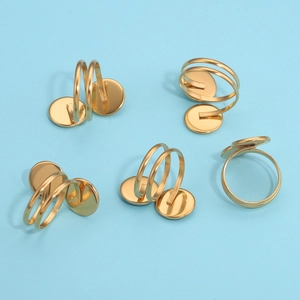 Bases de anillo ajustables de 12mm en acero inoxidable con banda en espiral para DIY