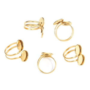 Anillos ajustables de acero inoxidable con doble bandeja de 12mm para bisutería DIY