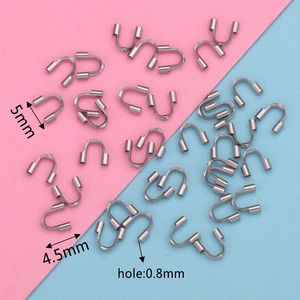 Detailed view of silver stainless steel U-shape wire guards for DIY jewelry with dimensions
