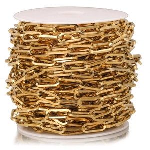 Chaîne Trombone en Acier Inoxydable de 7mm de Large Chaîne à Maillons Plats Ovales pour la Fabrication de Colliers et Bracelets DIY