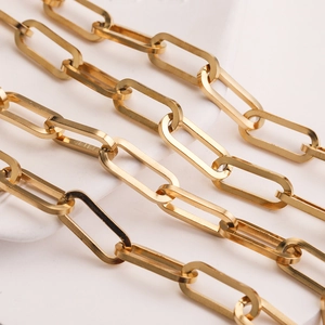 Chaîne trombone 7mm en acier inoxydable doré brossé mat pour accessoires de bijoux DIY