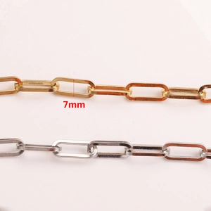 Chaîne plate 7mm en acier inoxydable doré et argenté pour la création de bijoux