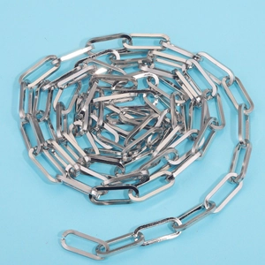 Chaîne à maillons trombone de 7mm en acier inoxydable poli pour création de bijoux DIY