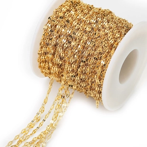 Catena a Labbro in Acciaio Inossidabile Maglia Ovale Piatta DIY per Gioielli Placcato Oro Sottovuoto Collana Bracciale Catena