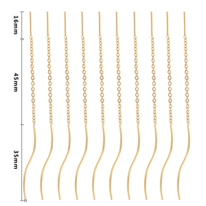 Specificaties van gouden roestvrijstalen oordraad met 16mm, 45mm en 35mm segmenten