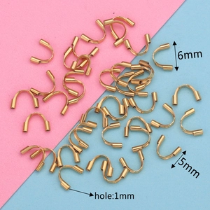 Macro detail of gold stainless steel U-shaped wire guards in 5mm and 6mm sizes