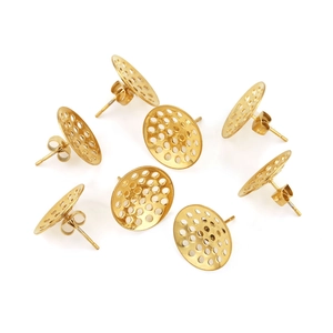 Stainless Steel Hollow Round Earring Findings Base Holder For DIY Handmade Jewelry Making Minimalist Earring Posts Components