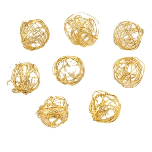 Huit pendentifs boules évidées en fil d'acier doré pour bijoux DIY et colliers