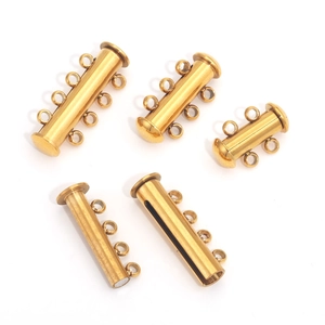 Cierres magnéticos dorados para joyería DIY con conectores de 2, 3 y 4 hileras de tubos