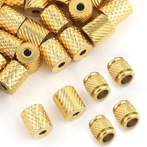 Stainless Steel Knurled Spacer Beads Cylindrical Spiral Pattern Loose Beads For DIY Bracelet Necklace Jewelry Making Accessory