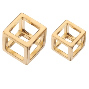 Gepolijste gouden roestvrijstalen holle kubus hangers voor DIY sieraden maken