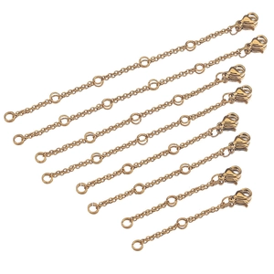 Détails de chaînes d'extension en acier inoxydable doré avec fermoirs mousquetons pour bijoux