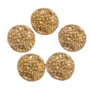 5er-Set goldene, gehämmerte runde Metallanhänger für die DIY-Schmuckherstellung