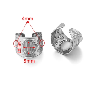 Dettaglio della base per anello ovale in acciaio per DIY con misure di 10x8mm