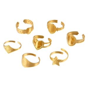 Set di 7 anelli dorati in acciaio inossidabile con cuori, stelle e forme geometriche DIY
