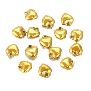 Polished heart-shaped stainless steel gold pendants for DIY necklace jewelry making