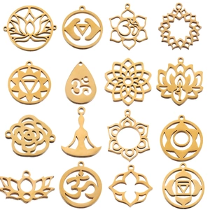 Edelstahl Yoga Om Lotus Chakra Mandala DIY Anhänger Gold Silber Finish Hohl Geometrische Charms Für Schmuckherstellung