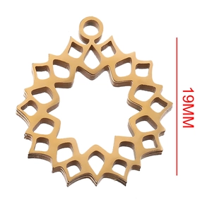Makroansicht des 19mm Gold-Anhängers mit geometrischem Sonnenstrahl-Muster