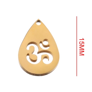 Goldener Yoga Om Tropfenanhänger aus Edelstahl für Schmuckherstellung mit 15mm Angabe