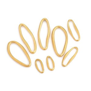 Matte gold stainless steel irregular oval connector rings for DIY jewelry making