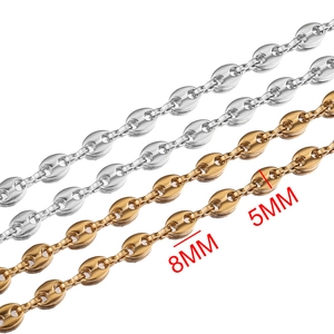 Chaîne grain de café en acier inoxydable de 8mm et 5mm en or et argent pour bijoux DIY