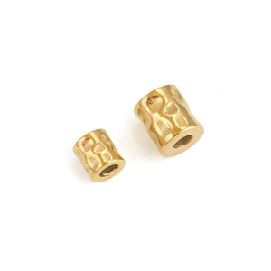 Gouden roestvrijstalen cilinderkralen met gehamerde afwerking voor DIY-sieraden maken
