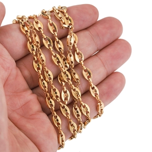 Collier maille marine grain de café en acier inoxydable doré avec design poli brillant