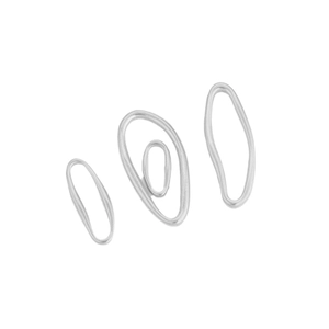 Polished silver stainless steel irregular oval jewelry connectors for DIY jewelry making