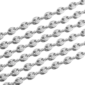 Chaîne grain de café en acier inoxydable poli pour la création de bijoux DIY