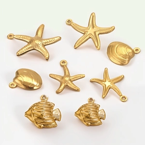 Stainless Steel Marine Theme Charms Starfish Fish Shell Pendants For DIY Necklace Bracelet Jewelry Making Accessories