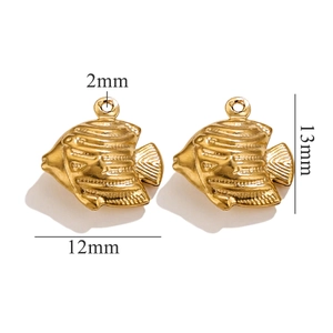 18K gold plated stainless steel tropical fish pendant charms for jewelry making