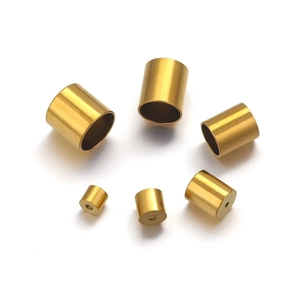 Goldene Zylinder-Schmuckteile aus Edelstahl für DIY-Halsketten und Ohrring-Zubehör