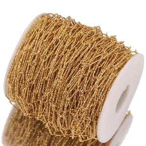Bulk spool of gold stainless steel oval textured link chain for DIY jewelry making